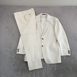 SUITSUPPLY Havana Patch Slim Fit Suit in Off White Men 42 Pants 33x29 Subalpino